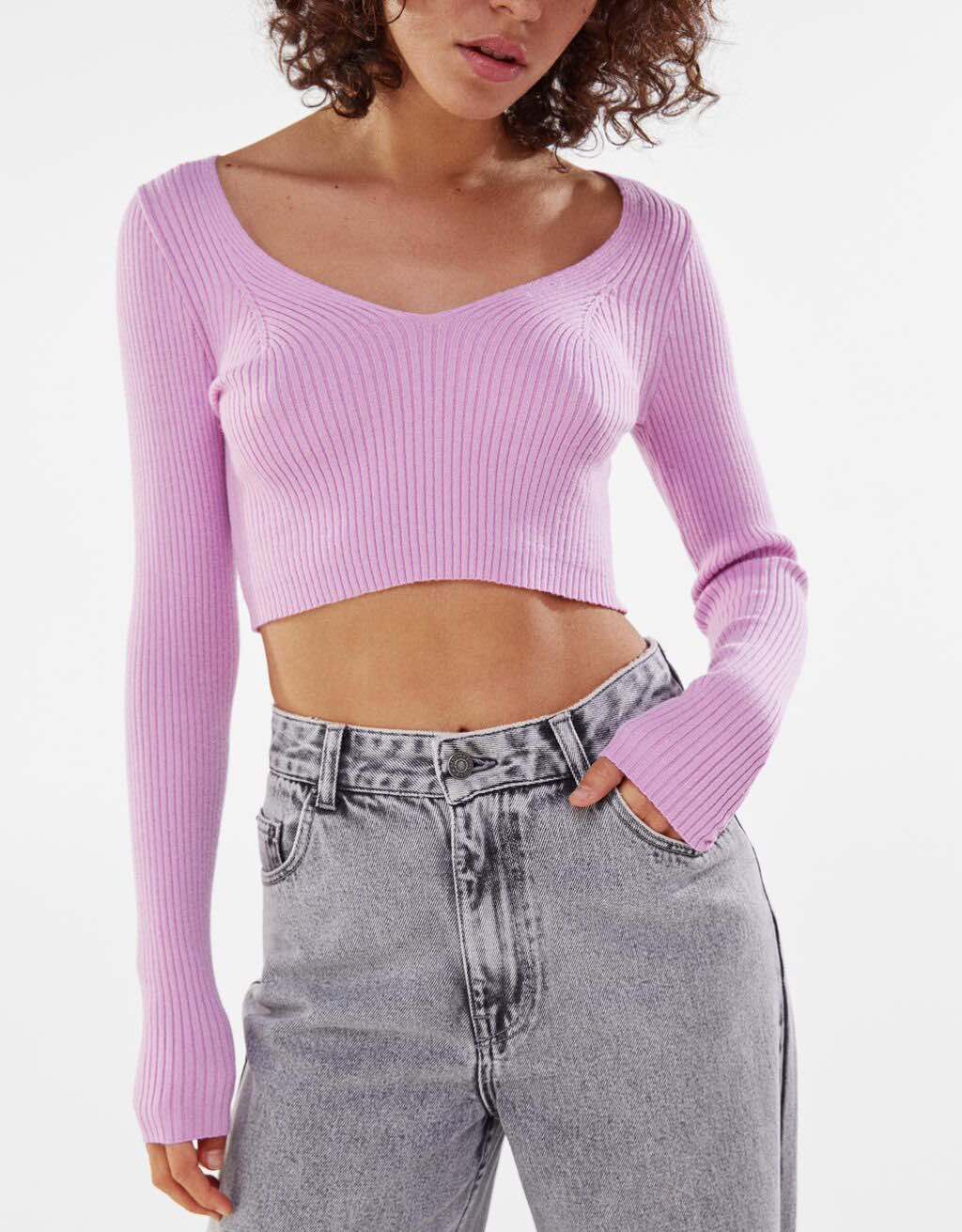 Πλεκτό cropped top, 12,99€ , Bershka
