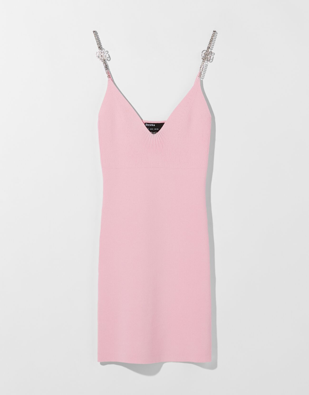 Πλεκτό φόρεμα με τιράντες με στρας Bad Gyal x Bershka, 17.99€ από 29.99€