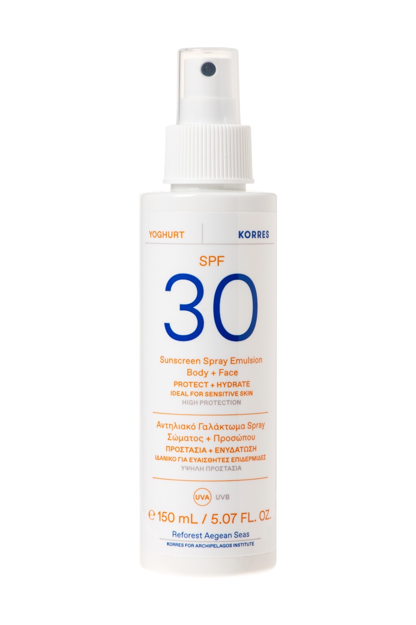 Γιαούρτι SPF 30 με γιαούρτι, πανθενόλη, βιταμίνη Ε, ιδανικό για το ευαίσθητο δέρμα, χωρίς σιλικόνη, OMC, οκτοκρυλένιο, Korres.