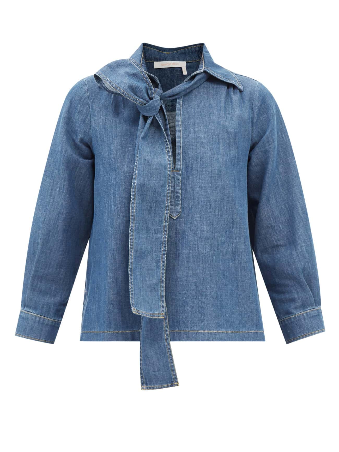 Denim μπλούζα SEE BY CHLOE, 88€ από 220€, MATCHES FASHION.