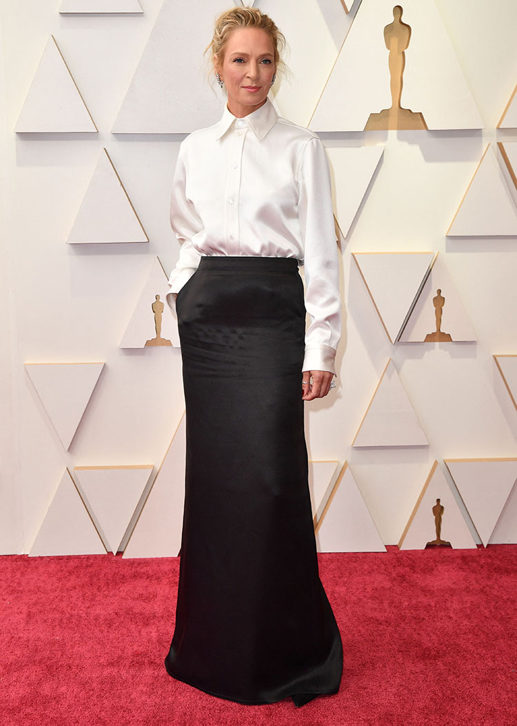 US actress Uma Thurman attends the 94th Oscars at the Dolby Theatre in Hollywood, California on March 27, 2022. (Photo by ANGELA WEISS / AFP) (Photo by ANGELA WEISS/AFP via Getty Images)