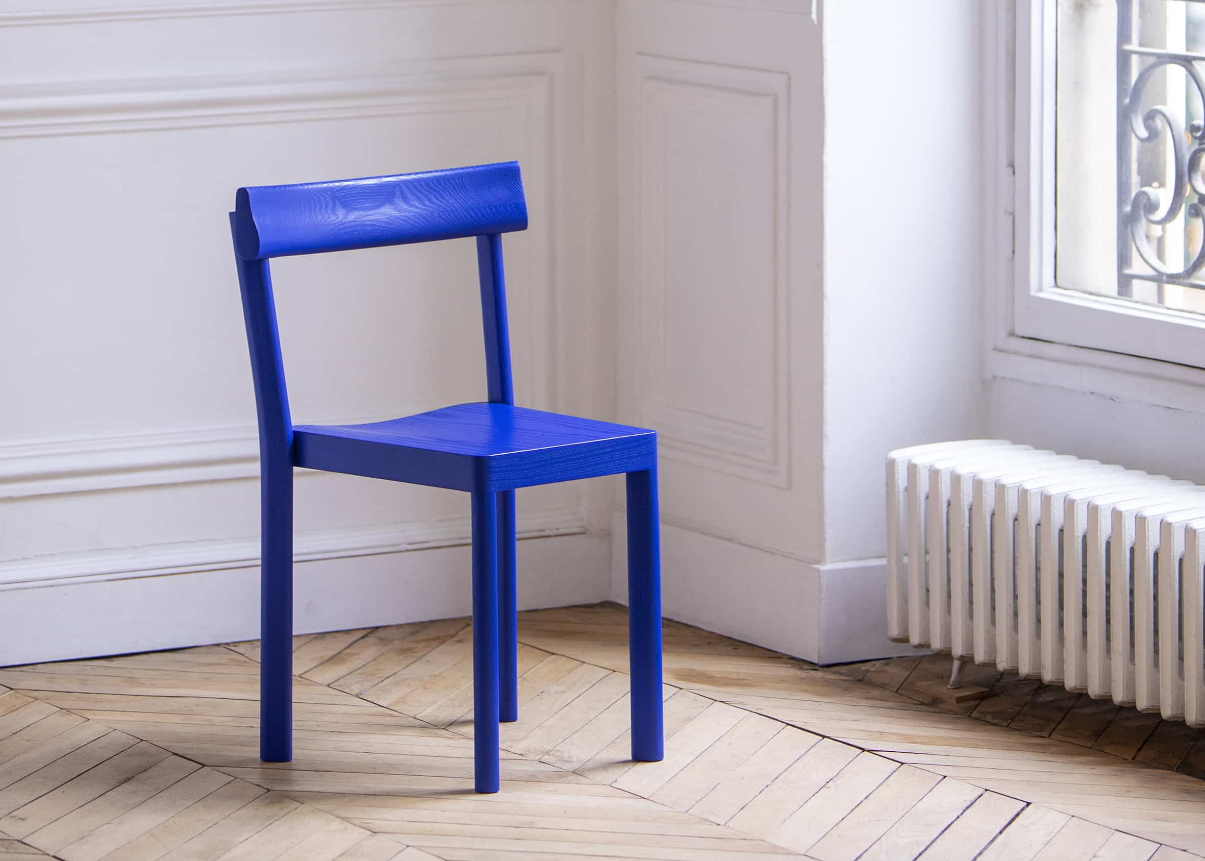 Galta Blue Chair for Kann Design, SCMP Design Office. Photo: Robin Barnes & Charlotte Taylor.