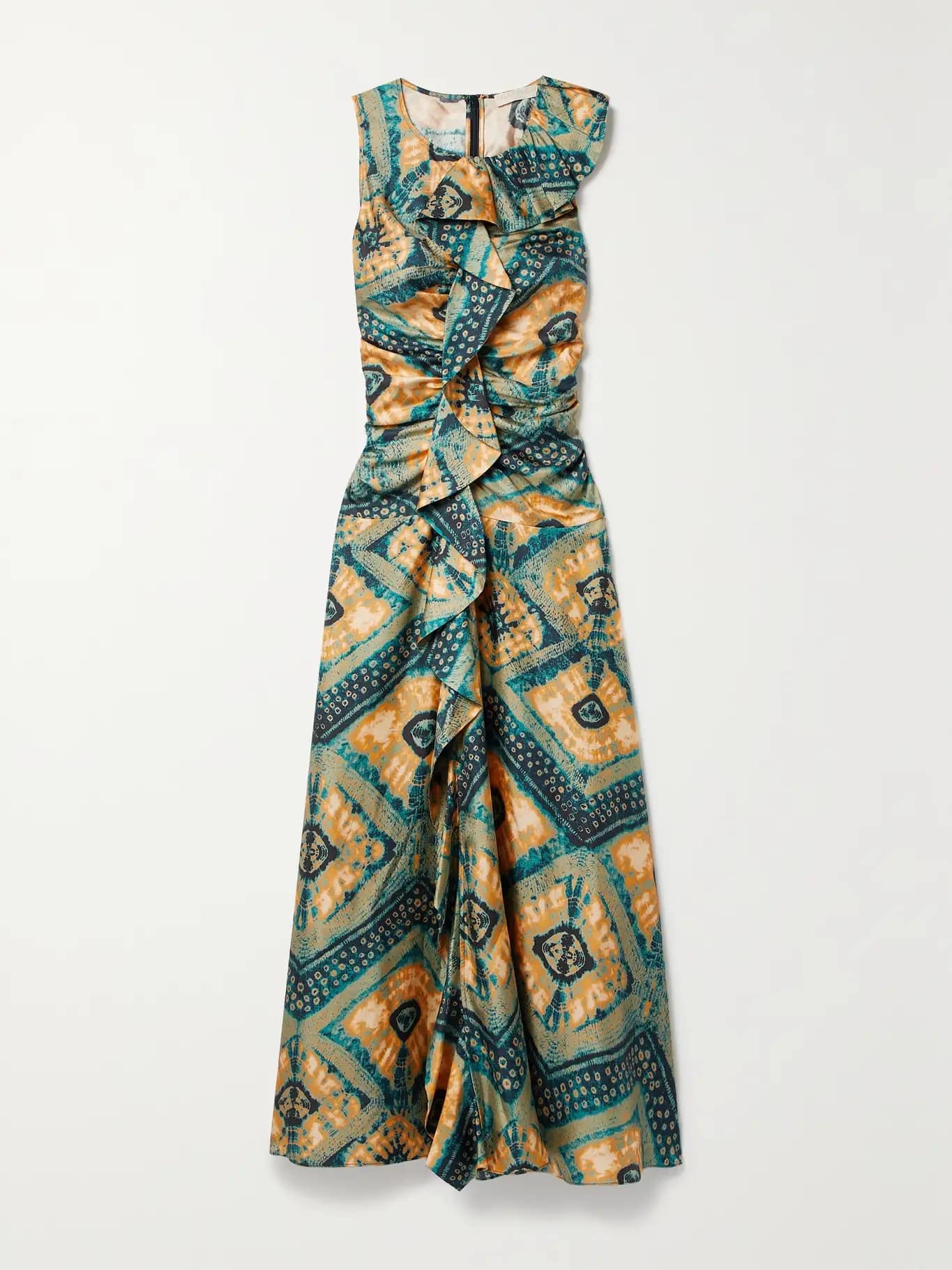 Ασύμμετρο εμπριμέ φόρεμα ULLA JOHNSON, 639 € από 1.065 €, NET-A-PORTER