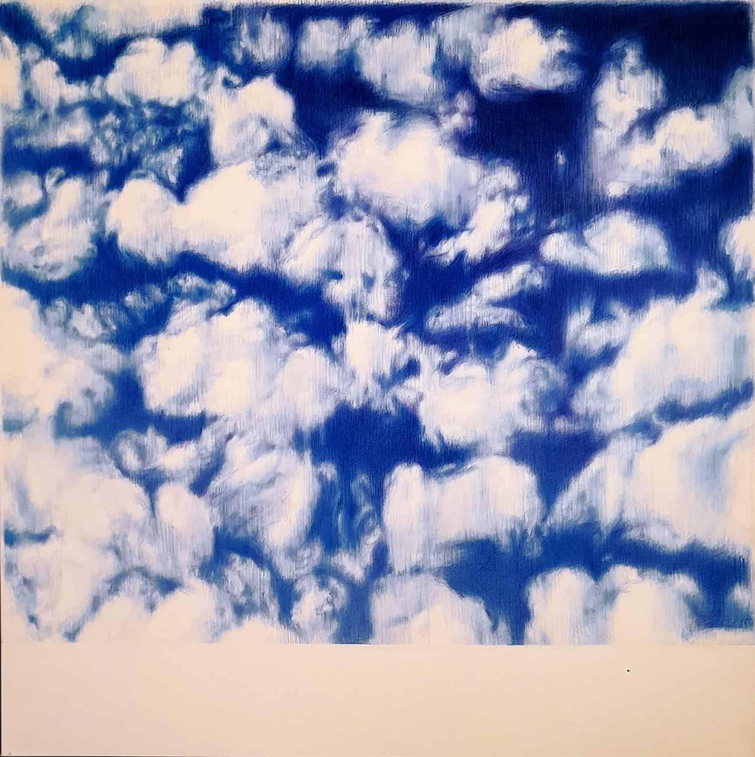 Καντέντσα για άστεγους εραστές, watercolour pencil & acrylics on canvas 100x100cm