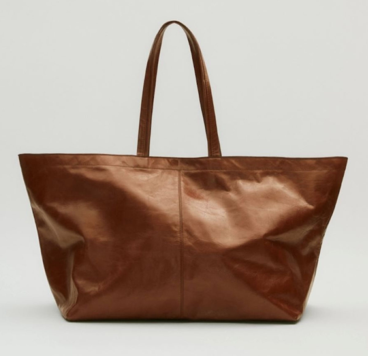 Καφέ μάξι τσάντα από δέρμα κρακελέ, 199.00 € , Μassimo Dutti