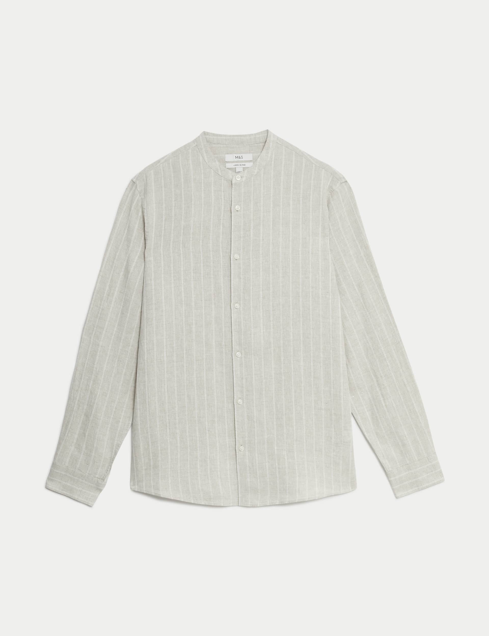 Ριγέ πουκάμισο με γιακά μάο, 45.99 €