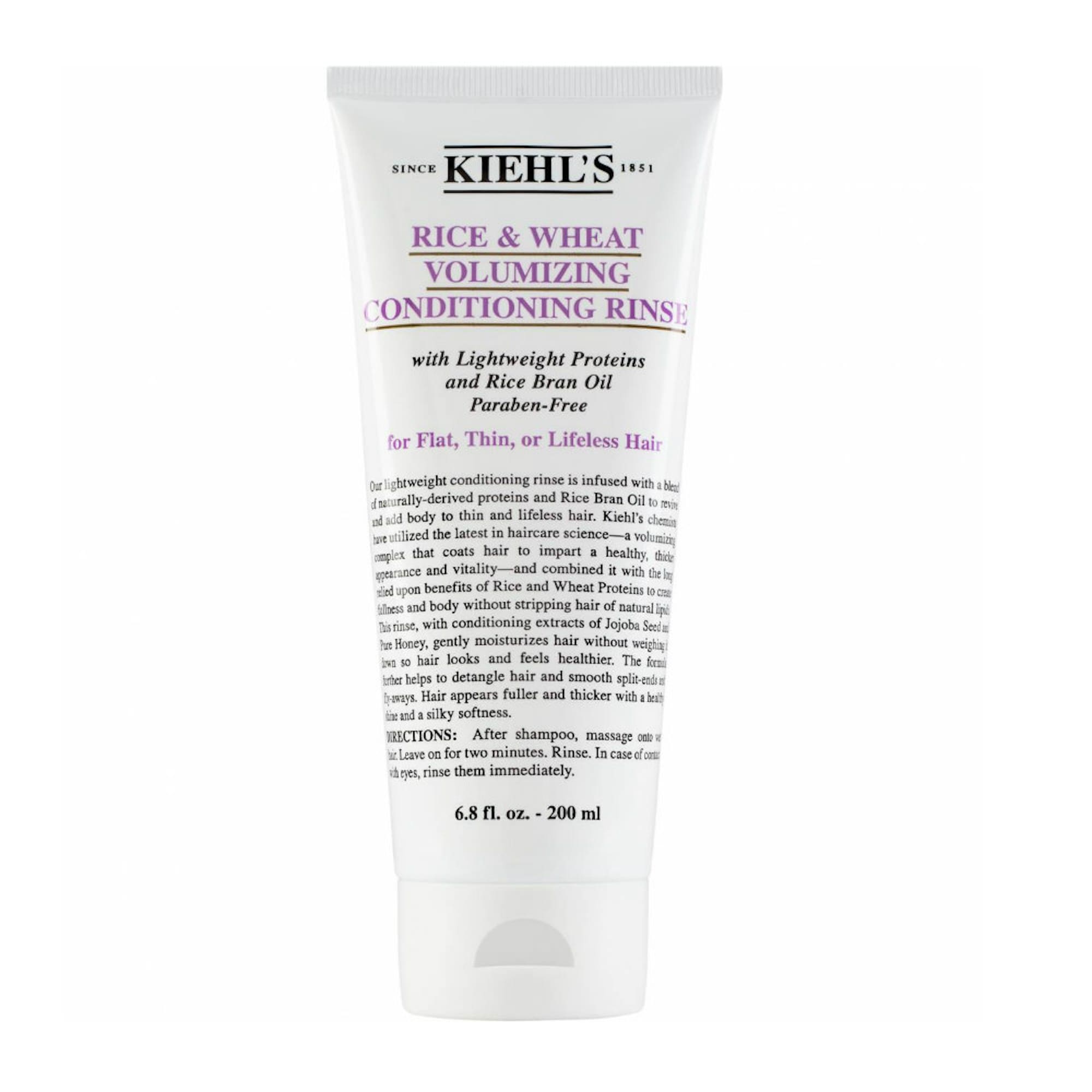 Kiehl's, Rice & Wheat Volumizing Conditioning Rinse. Mαλακτική με φυσικές πρωτεΐνες, έλαιο ρυζιού & εκχυλίσματα σπόρων jojoba